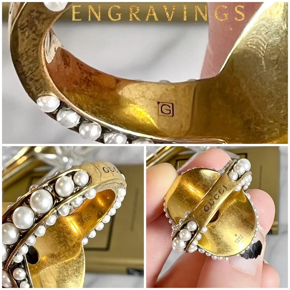 |SOLD| Gucci White & Pearl Beaded Tulip Cocktail Ring - Picture 8 of 9